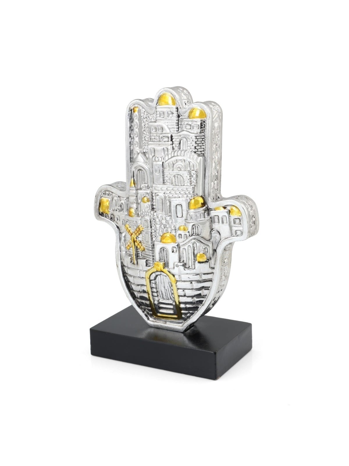 Silver Jerusalem Hamsa House Blessing (Hebrew, English or Spanish)